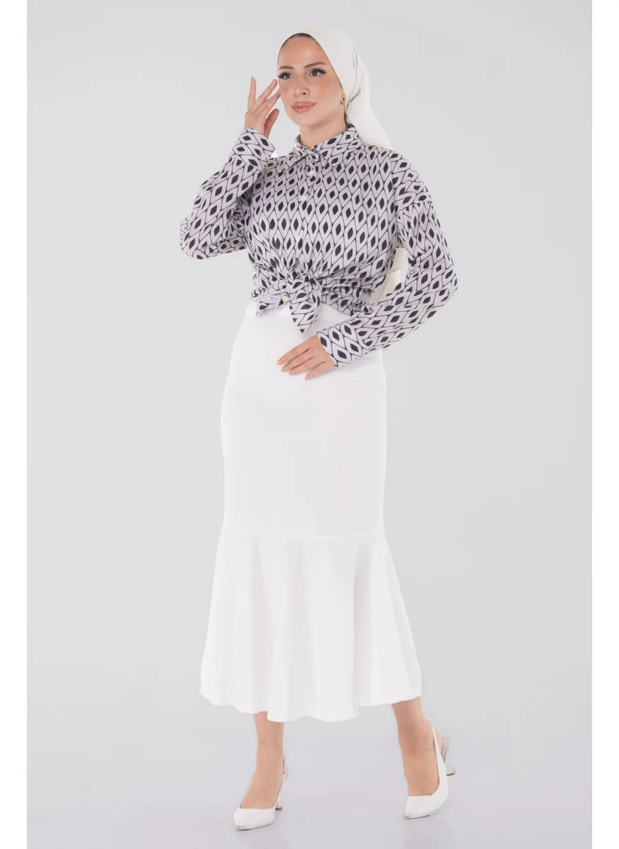 Tofisa Plain Mid Women White Skirt - 23644
