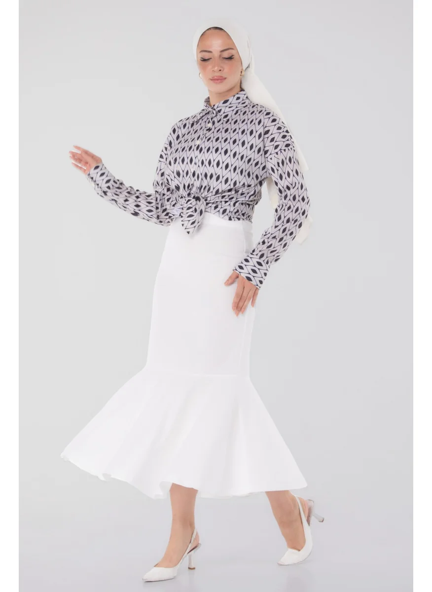 Tofisa Plain Mid Women White Skirt - 23644