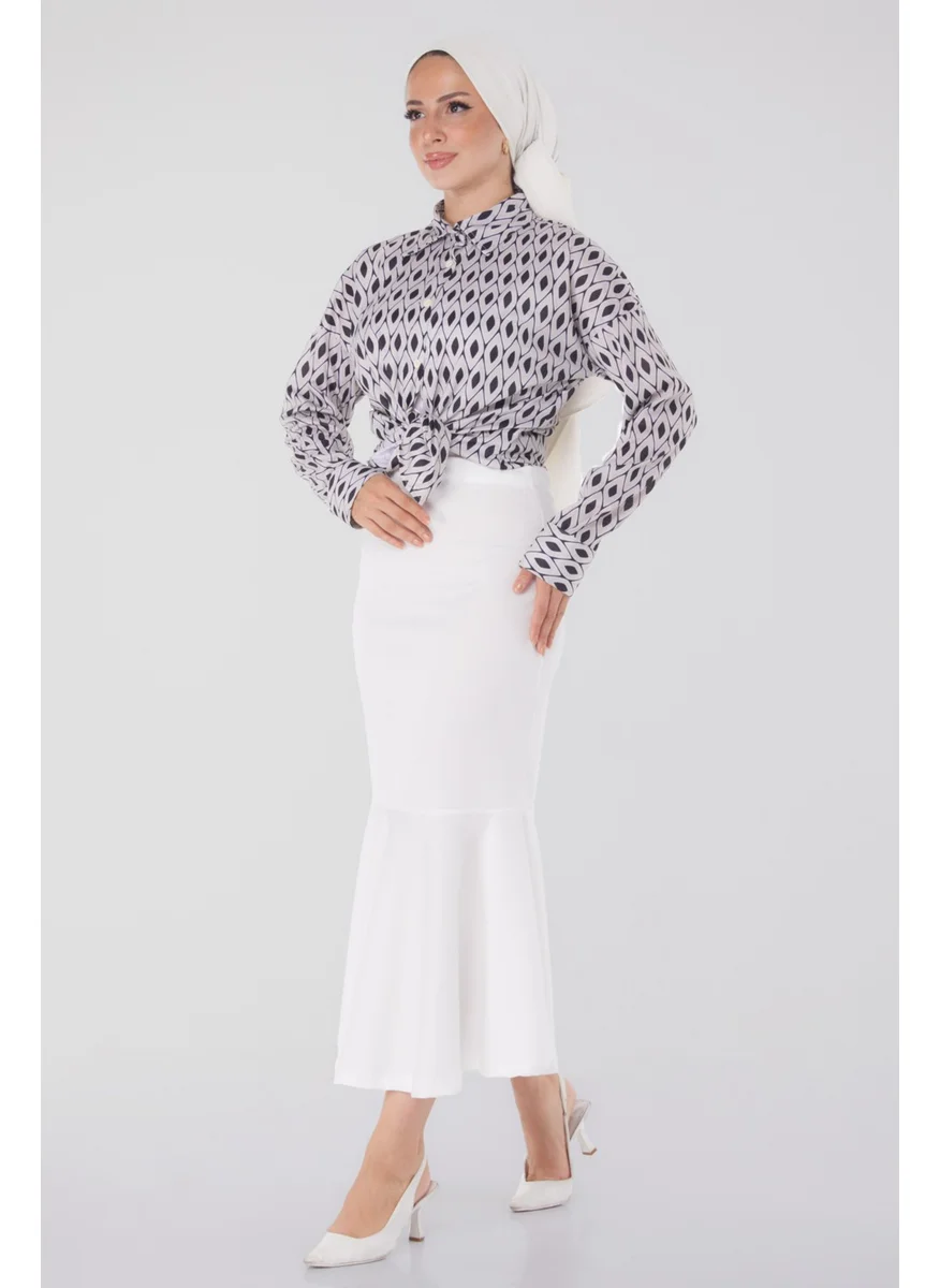 Tofisa Plain Mid Women White Skirt - 23644
