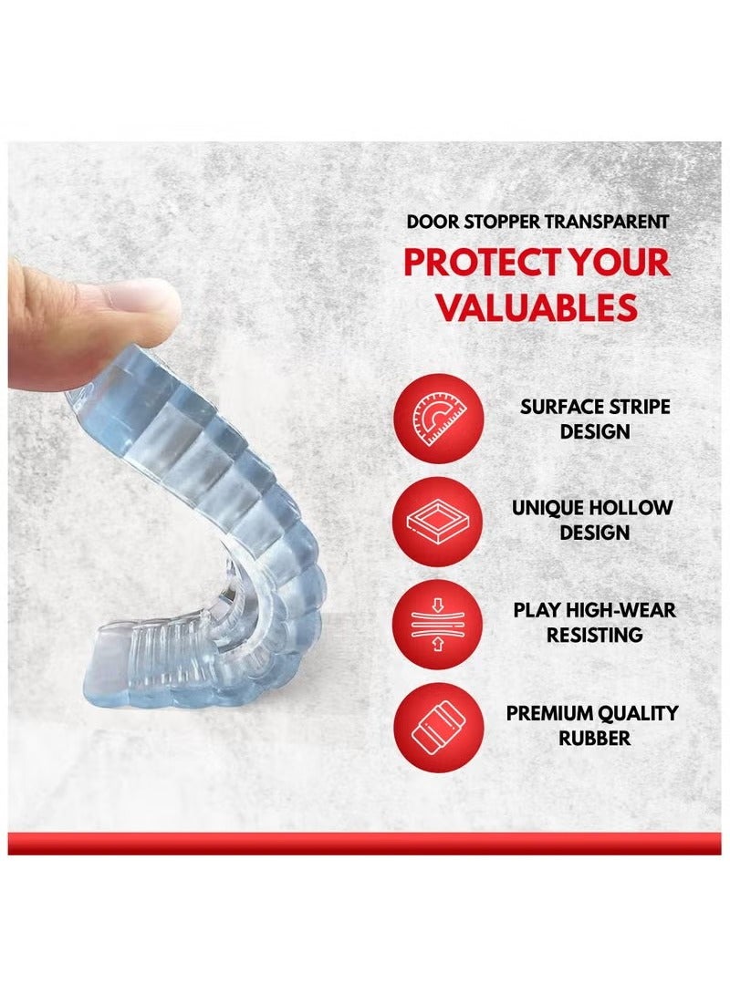6 Pack Silicone Door Stoppers, Security Door Stop, Door Stop Wedge for Door Gaps for All Floor Types Door Clip (Clear) - Image 4