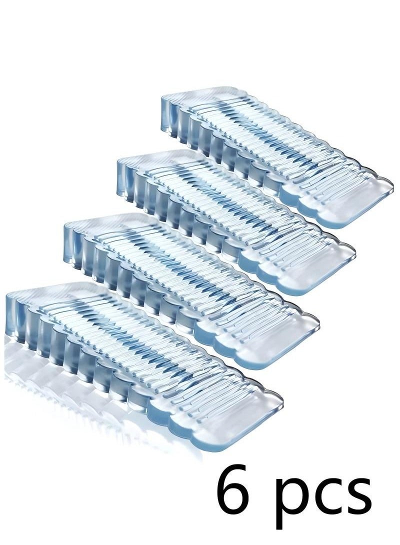 6 Pack Silicone Door Stoppers, Security Door Stop, Door Stop Wedge for Door Gaps for All Floor Types Door Clip (Clear) - Image 1