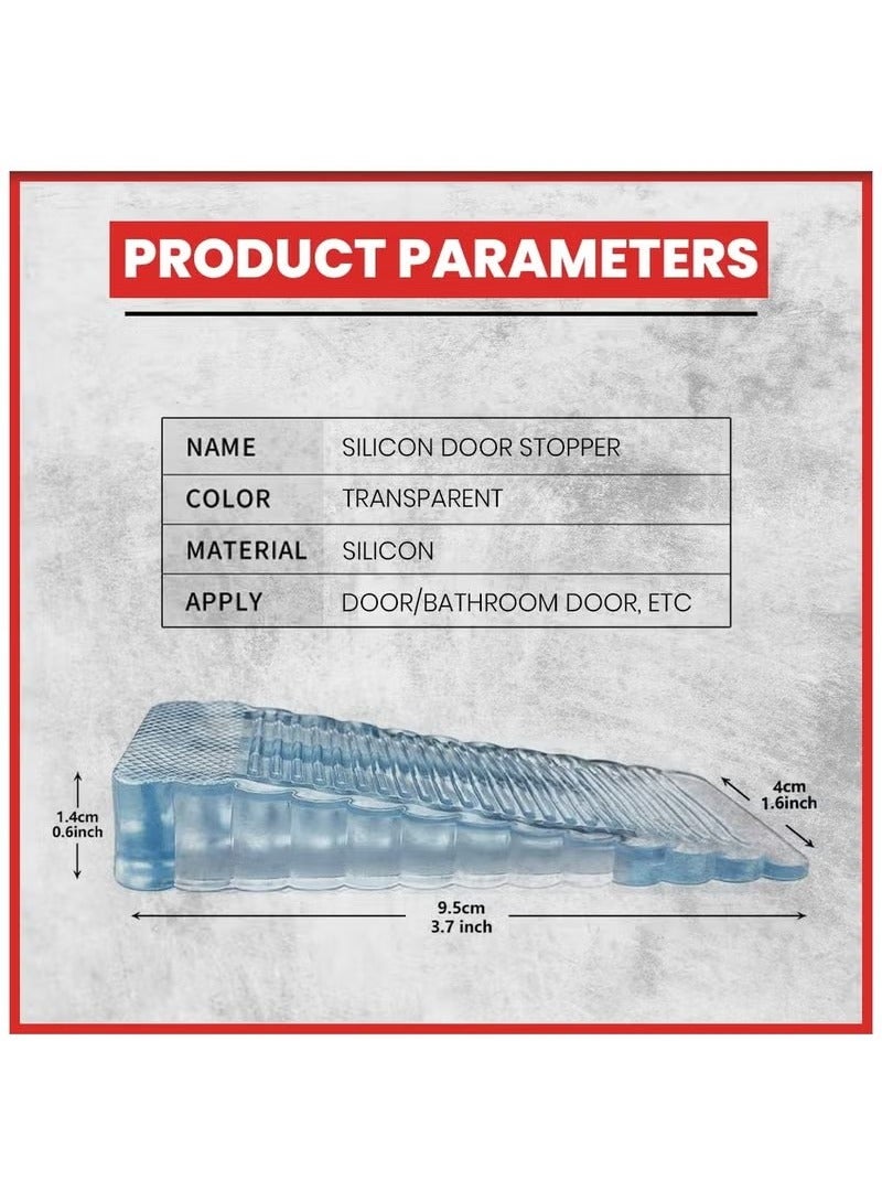 6 Pack Silicone Door Stoppers, Security Door Stop, Door Stop Wedge for Door Gaps for All Floor Types Door Clip (Clear) - Image 2