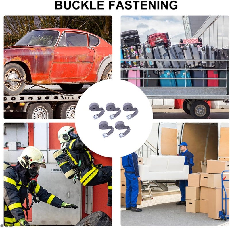 FUOYLOO 5pcs Auto Lashing Straps with Buckle 3 25mm Ratchet Tie Down Straps for Vehicle Cargo Bundling and Truck Load Securement Random Color - Image 3