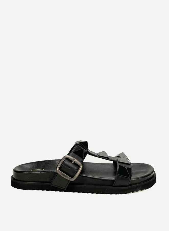 Take Two Pyramid Studded Slides with Buckle Detail By Heel Your Sole