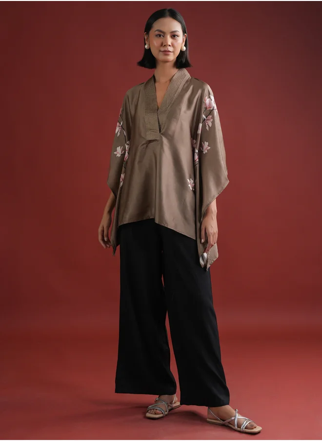 سانسكريتي هومز Sanskrutihomes Floral Printed V Neck Kaftan Top and Pants Co-Ords