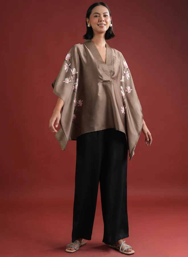 sanskrutihomes sanskrutihomes Floral Printed V Neck Kaftan Top and Pants Co-Ords