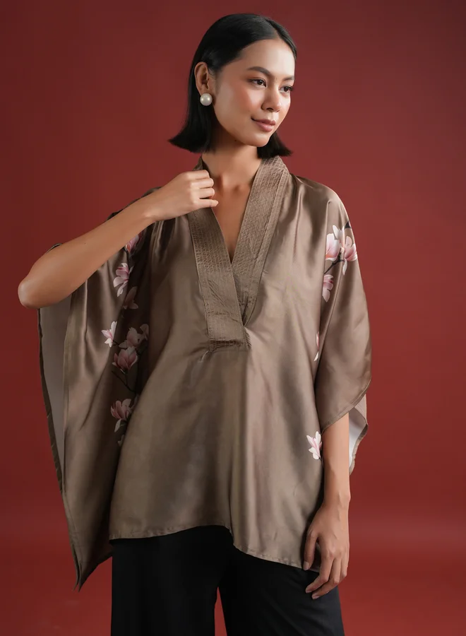 sanskrutihomes sanskrutihomes Floral Printed V Neck Kaftan Top and Pants Co-Ords