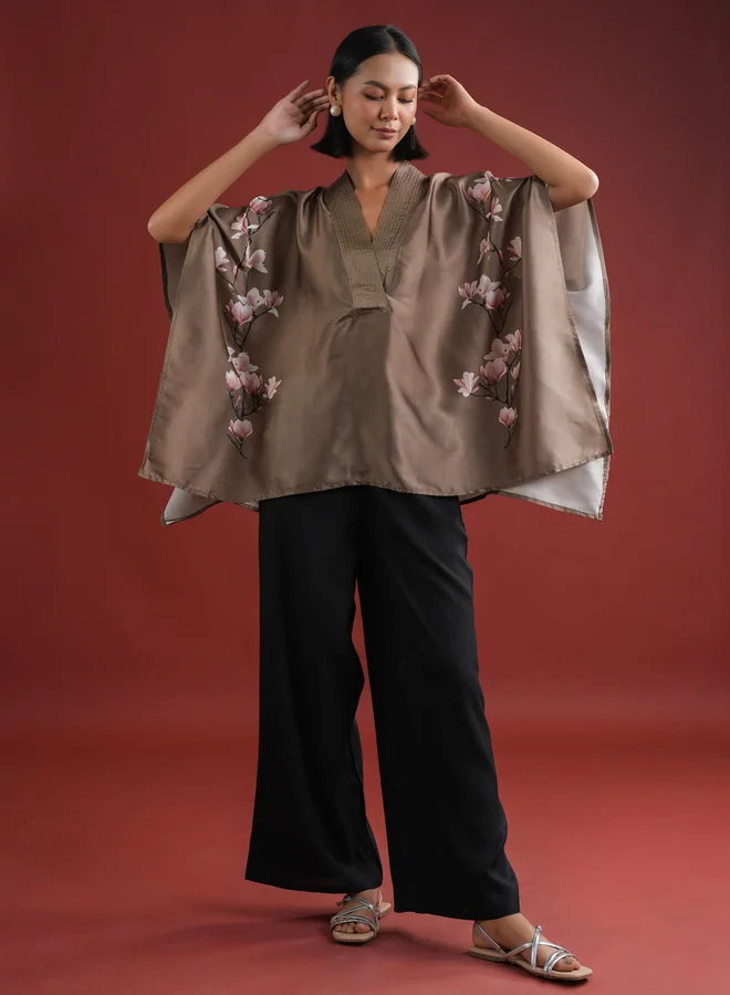sanskrutihomes sanskrutihomes Floral Printed V Neck Kaftan Top and Pants Co-Ords