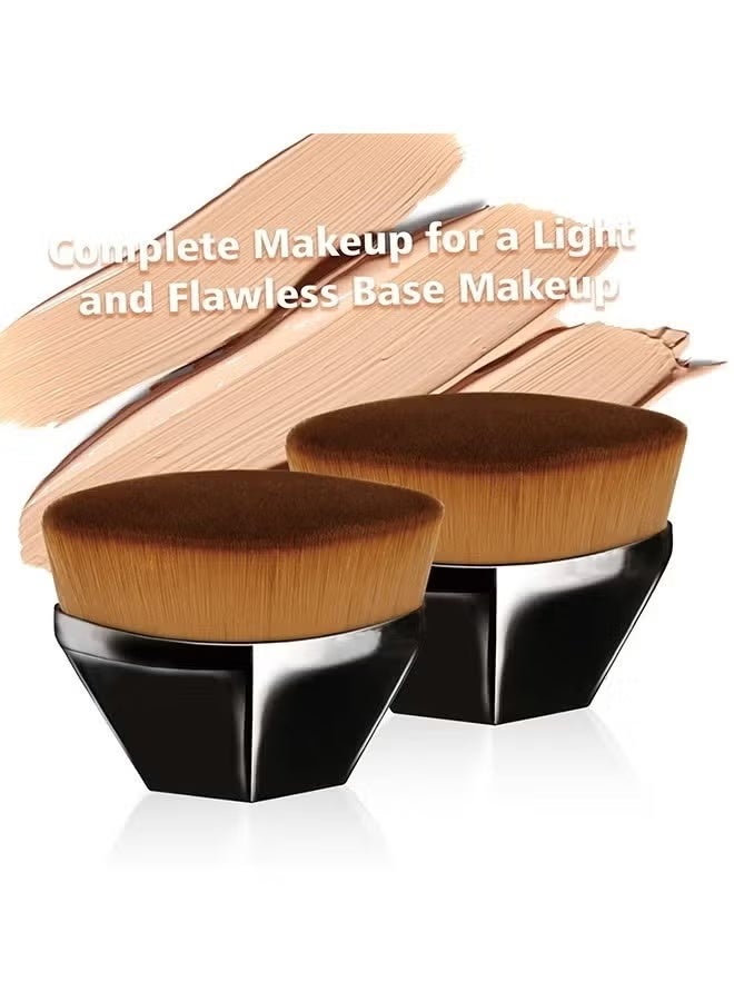 Foundation Makeup Brush Flat Top Kabuki Hexagon Face Blush Liquid Powder Foundation Brush for Blending Liquid, Cream or Flawless Powder Cosmetics with Bonus Protective Case (Black) - Image 5