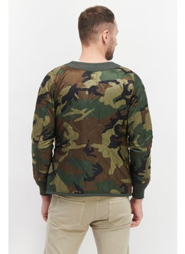 Alpha Industries Men Camouflage Long Sleeve Quilted Jacket, Olive Combo  - Image 2