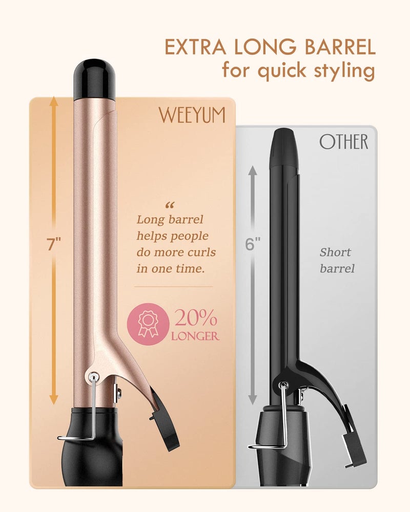 WEEYUM Curling Iron 1 Inch Barrel, Long Barrel Curling Wand for Hair, Ceramic Tourmaline Hair Curling Iron Dual Voltage - Image 3