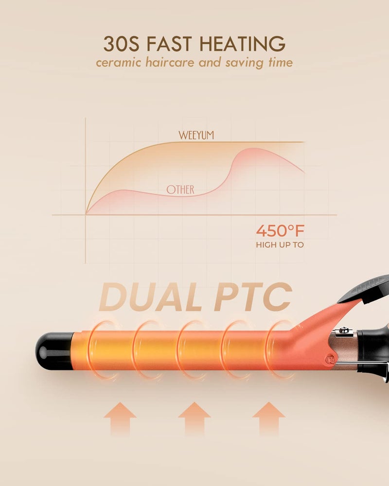 WEEYUM Curling Iron 1 Inch Barrel, Long Barrel Curling Wand for Hair, Ceramic Tourmaline Hair Curling Iron Dual Voltage - Image 5