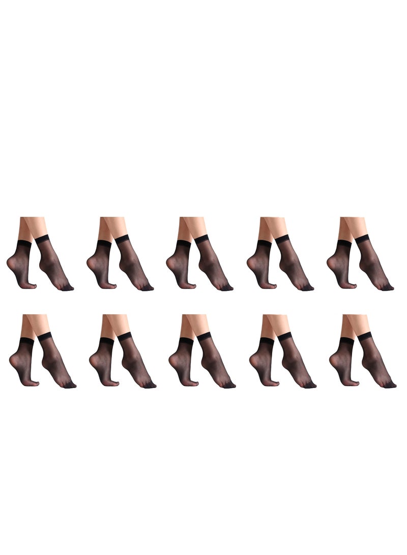 Be-Queen 10 Pairs Women's Ankle High Sheer Socks - One Size - Super Lightweight Stockings - Image 1