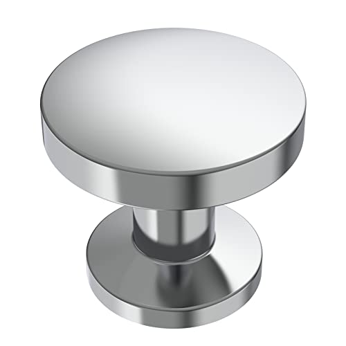 9BUILD 10 Pack 1.2 Inch Polished Chrome Cabinet Knobs Chrome Drawer Knobs Kitchen Cabinet Knobs Round Cabinet Knobs Knobs for Cabinets Dresser Knobs Knobs for Dresser Drawers - Image 1