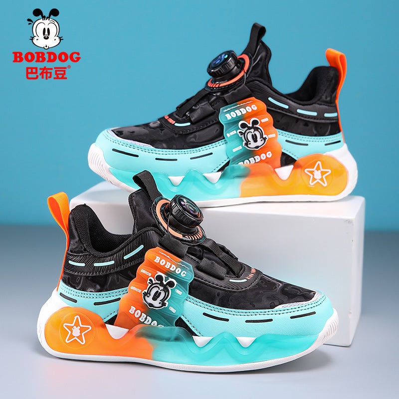 Babu Bean Boys Leather Sneakers – Fleece-Lined Warm Winter Shoes with Velcro - Image 1