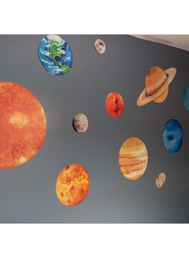 iinuu Solar System Wall Stickers for Kids, Universe Space Wall Sticker, Large Size Planet Wall Decal, Space Wall Decor for Bedroom Classroom Playroom Nursery Birthday Gift Idea(L) - Image 3