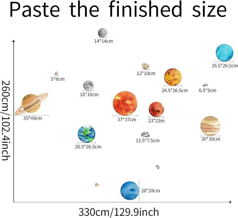iinuu Solar System Wall Stickers for Kids, Universe Space Wall Sticker, Large Size Planet Wall Decal, Space Wall Decor for Bedroom Classroom Playroom Nursery Birthday Gift Idea(L) - Image 5