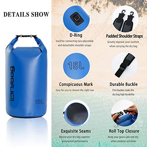 IDRYBAG Dry Bag for Kayaking Waterproof 2L/5L/10L/15L/20L, Small Dry Sack Waterproof Bag for Boating - Image 2