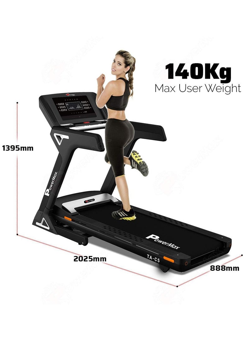 PowerMax Fitness PowerMax Fitness TA-C5 (4HP Peak ) AC MotorTreadmill for Home Use, 24 Pre-Set Max Pro Workout Session, Max User Wt.150kg | 18 Level Auto Incline | Top Speed:18 Km/hr,  - Image 2