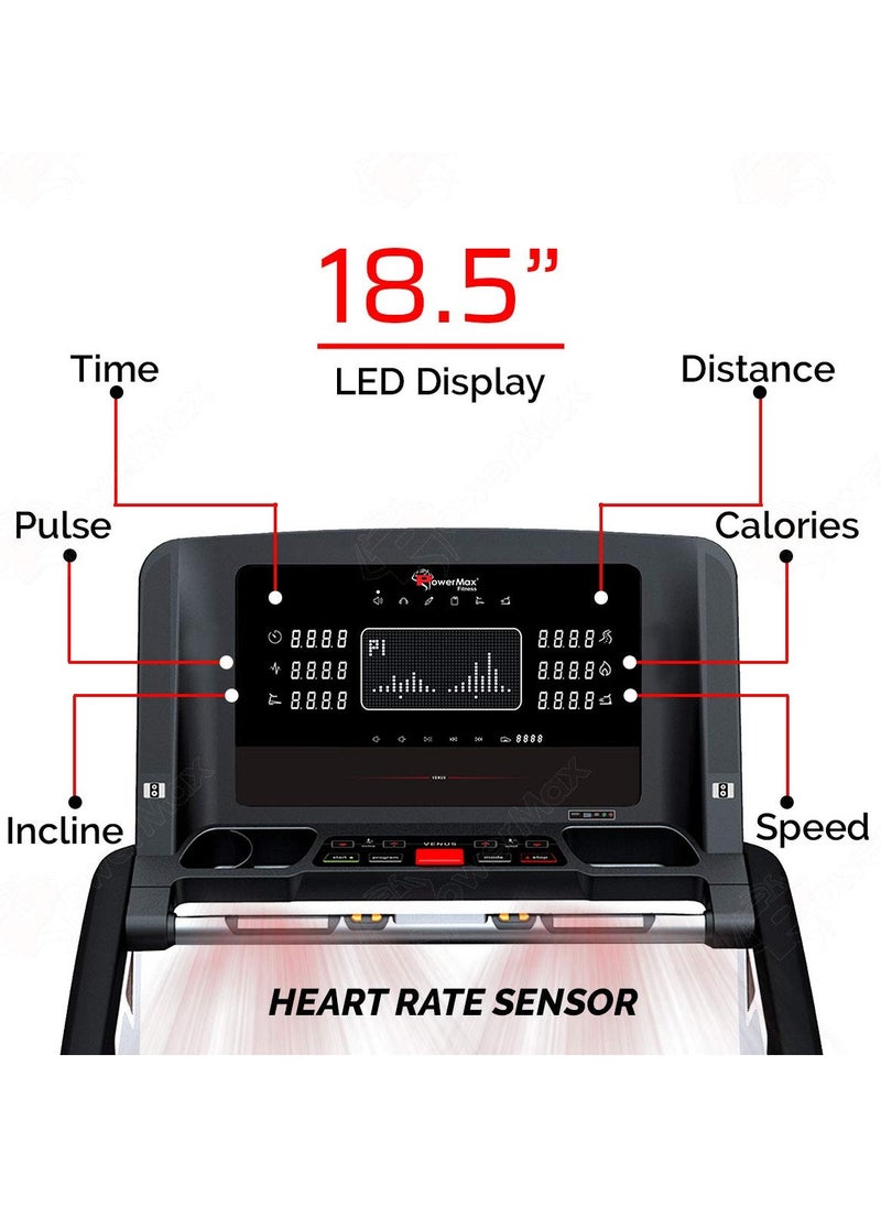 PowerMax Fitness PowerMax Fitness TA-C5 (4HP Peak ) AC MotorTreadmill for Home Use, 24 Pre-Set Max Pro Workout Session, Max User Wt.150kg | 18 Level Auto Incline | Top Speed:18 Km/hr,  - Image 3