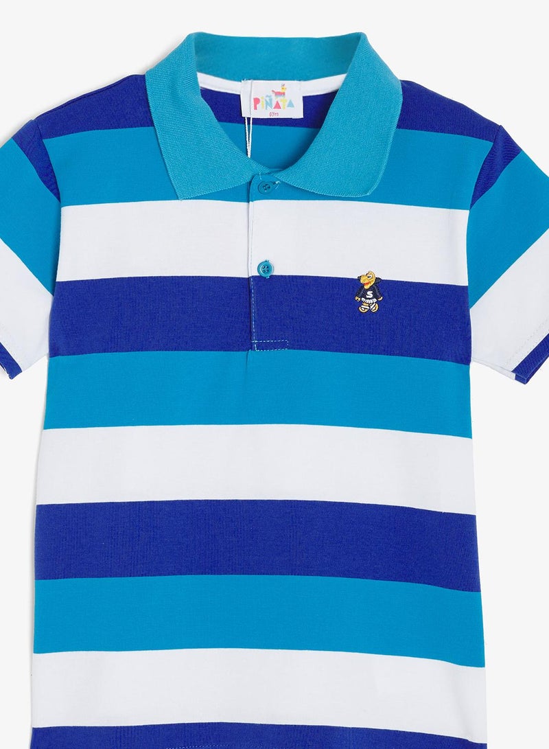 Pinata Cute Friend Print Stripe Cotton Polo Tshirt - Image 4