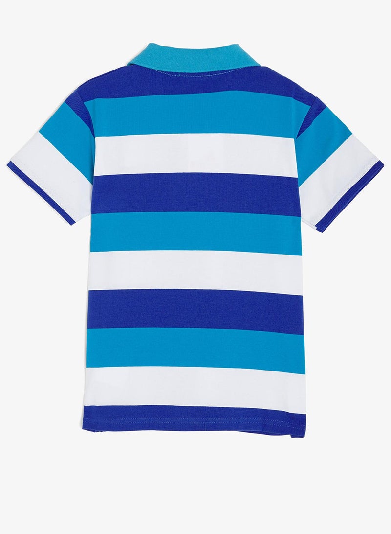 Pinata Cute Friend Print Stripe Cotton Polo Tshirt - Image 3
