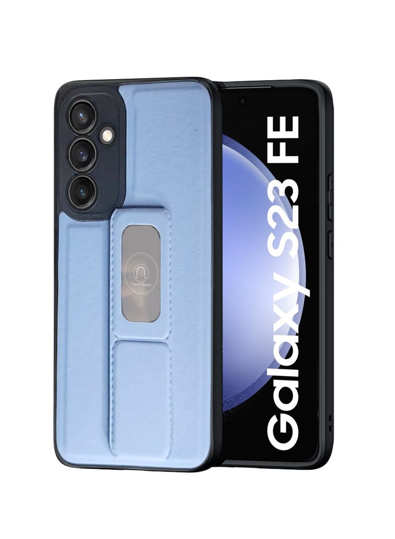 Techie جراب خلفي أنيق من السيليكون TPU مع حامل مغناطيسي آمن لهاتف Samsung Galaxy S23 FE - أزرق فاتح - Image 1
