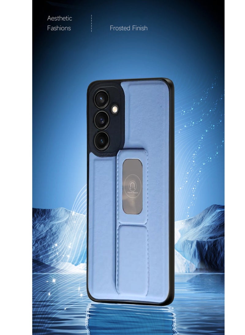 Techie جراب خلفي أنيق من السيليكون TPU مع حامل مغناطيسي آمن لهاتف Samsung Galaxy S23 FE - أزرق فاتح - Image 2