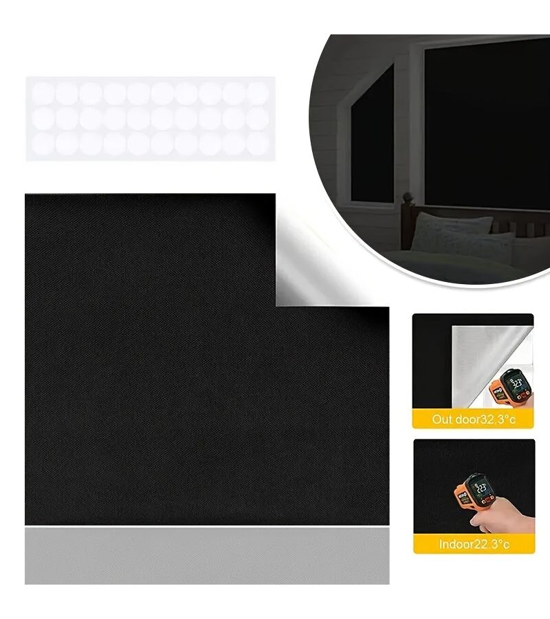Portable Travel Blackout Curtains 100 Light Blocking Black 59x39 Inch Sunshade - Image 2