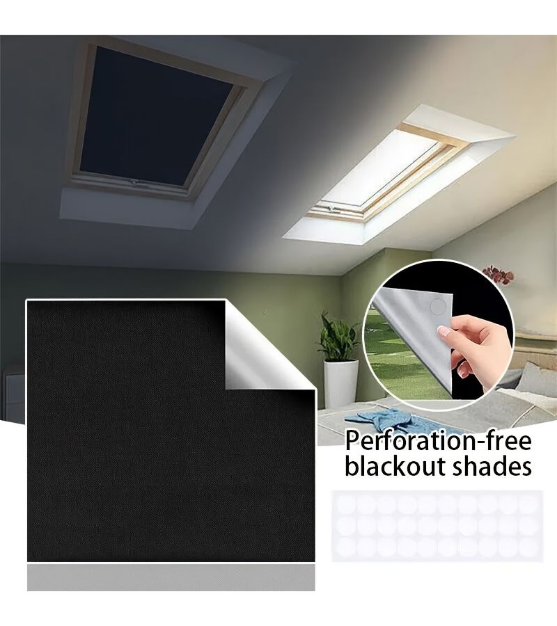 Portable Travel Blackout Curtains 100 Light Blocking Black 59x39 Inch Sunshade - Image 1