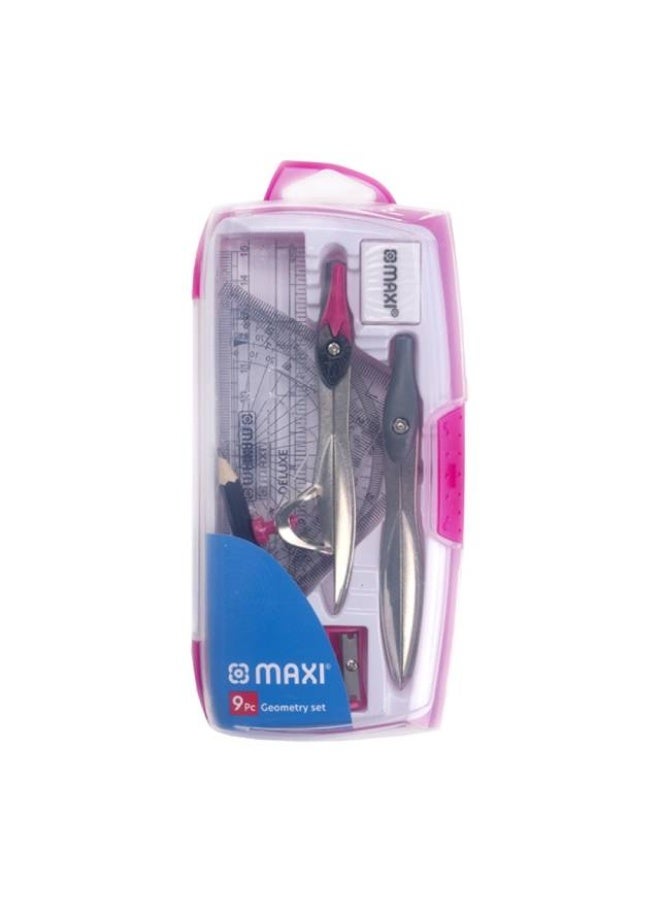 Geometry Set, Pink Color - 9 pcs, China