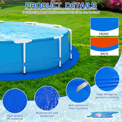 RGJ 18 Ft Pool Liner Pad for Round Above Ground Pools, Thickened Pool Mat Tarp for Under Pool, Dual-Color Pool Ground Pad Cloth Floor Mat for Pool Bottom, Puncture Protection & Extend Liner Life - Image 3
