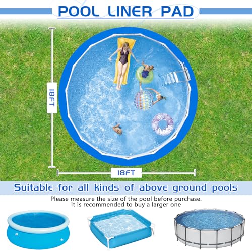 RGJ 18 Ft Pool Liner Pad for Round Above Ground Pools, Thickened Pool Mat Tarp for Under Pool, Dual-Color Pool Ground Pad Cloth Floor Mat for Pool Bottom, Puncture Protection & Extend Liner Life - Image 2