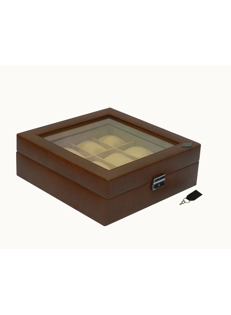 LAVERI LEATHER Laveri Watch Box  for Men Women (12 Slots), Premium PU Leather Watch Display Case Box Organizer with Crystal Glass Top, Removable Pillow - Image 3