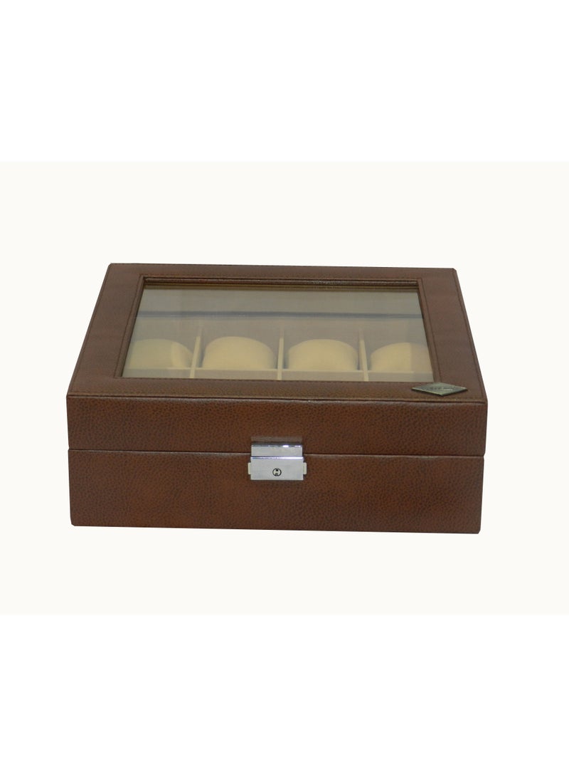 LAVERI LEATHER Laveri Watch Box  for Men Women (12 Slots), Premium PU Leather Watch Display Case Box Organizer with Crystal Glass Top, Removable Pillow - Image 5