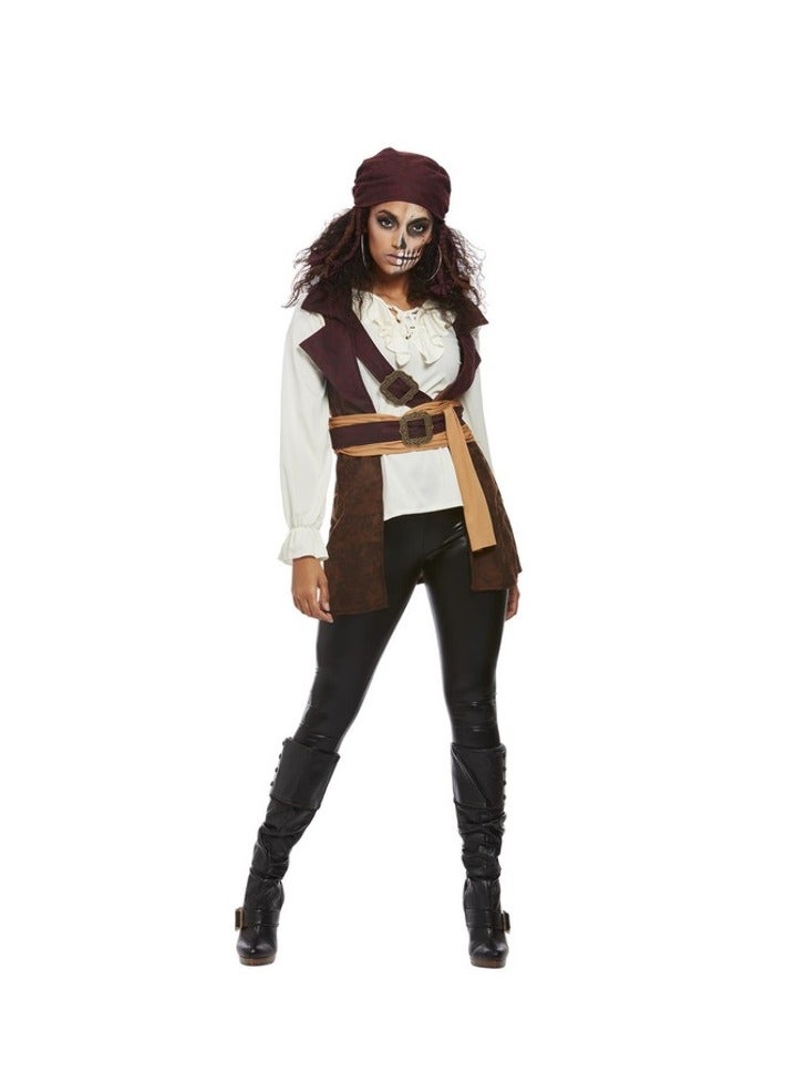 Smiffys Dark Spirit Pirate Female Costume, Brown, Top & Hat - Image 3
