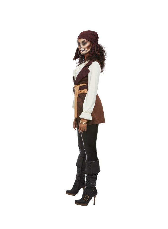 Smiffys Dark Spirit Pirate Female Costume, Brown, Top & Hat - Image 2