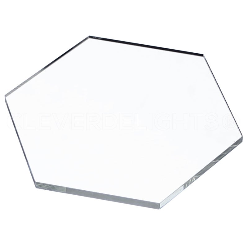 CleverDelights 4 Inch Clear Hexagon Glass Tiles 10 Pack Art Craft DIY Home Transparent Mosaic Glass Pieces - Image 2