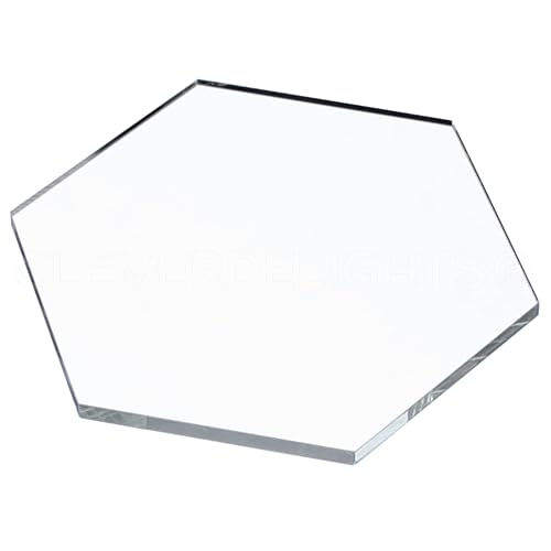 CleverDelights 4 Inch Clear Hexagon Glass Tiles 10 Pack Art Craft DIY Home Transparent Mosaic Glass Pieces - Image 1