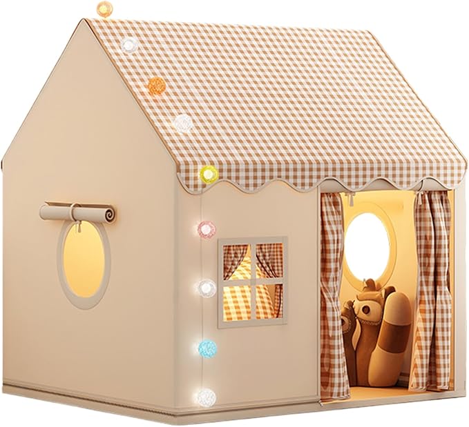 Khaki Kids Play Tent Indoor Playhouse Fort Bed Tent Activity Center for Bedroom - Image 1