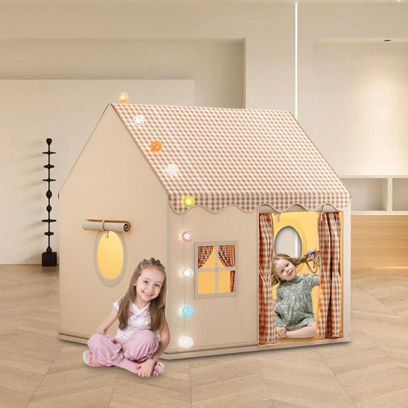 Khaki Kids Play Tent Indoor Playhouse Fort Bed Tent Activity Center for Bedroom - Image 3