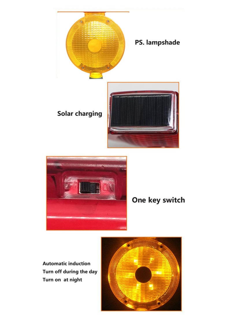 SUNRISE - Warning Flashing Traffic Cone LED Yellow Light, LED Solar Powered Road Construction Cone Traffic Flicker Beacon Lamp - Image 1