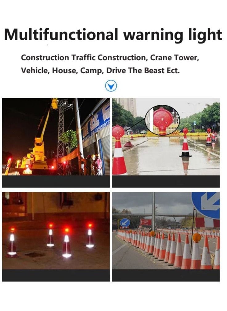 SUNRISE - Warning Flashing Traffic Cone LED Yellow Light, LED Solar Powered Road Construction Cone Traffic Flicker Beacon Lamp - Image 1