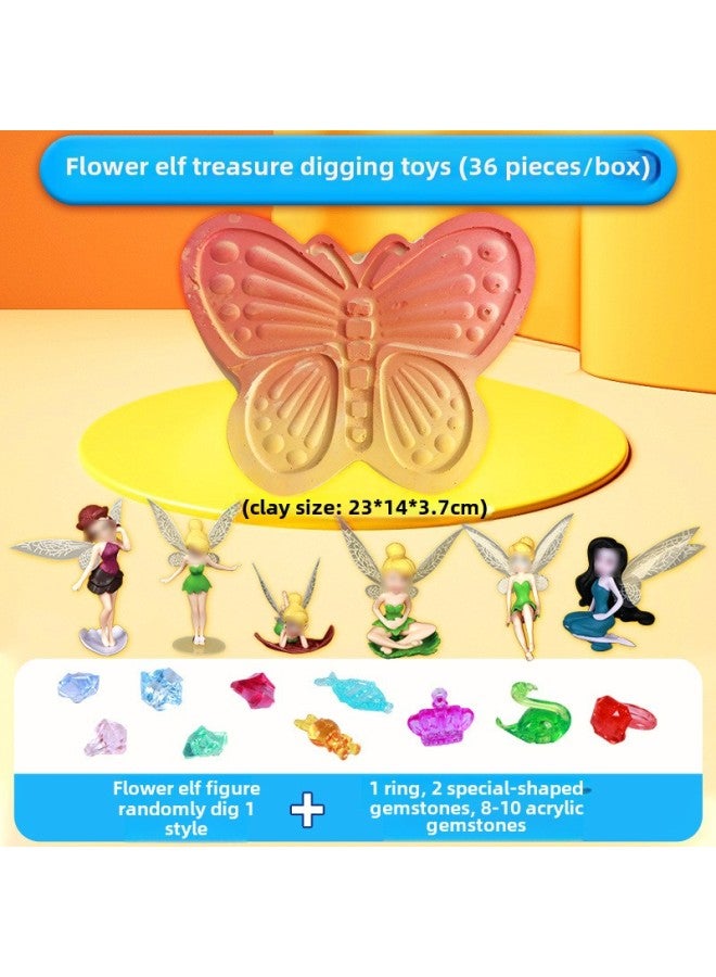 Children's Archaeological Excavation Toys Boys And Girls Explore Ore Gem Treasure Hunting Blind Box Handmade Diy Beating Blind Stone-Color:Large-Flower Elf Treasure (1 Random Elf Doll 1 Ring 2 Alien Gems 8-10 Acrylic Gems) - Image 1