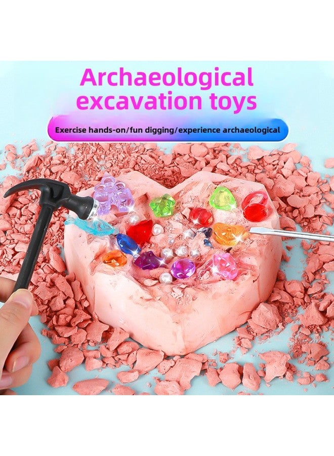Children's Archaeological Excavation Toys Boys And Girls Explore Ore Gem Treasure Hunting Blind Box Handmade Diy Beating Blind Stone-Color:Large-Flower Elf Treasure (1 Random Elf Doll 1 Ring 2 Alien Gems 8-10 Acrylic Gems) - Image 2