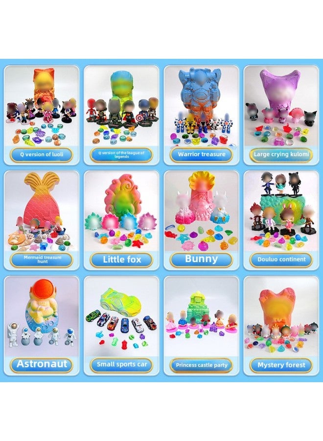 Children's Archaeological Excavation Toys Boys And Girls Explore Ore Gem Treasure Hunting Blind Box Handmade Diy Beating Blind Stone-Color:Large-Flower Elf Treasure (1 Random Elf Doll 1 Ring 2 Alien Gems 8-10 Acrylic Gems) - Image 3