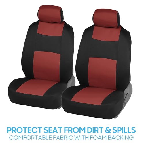 BDK PolyPro Car Seat Covers Full Set in Terracotta on Black, Front and Rear Split Bench Seat Covers for Cars, Easy to Install Car Seats Cover Set and Accessories for Auto Trucks Van SUV - Terracotta - Image 3