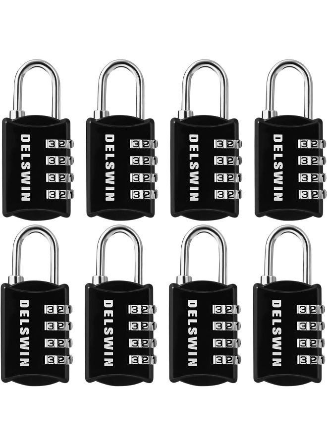 DELSWIN Combination-Padlock 4-Digit-Gym-Locker-Lock - 8 PCS Resettable Combo Lock for Toolbox School Employee Locker Weatherproof Travel Lock for Luggage Backpack Gate Shed - Image 1