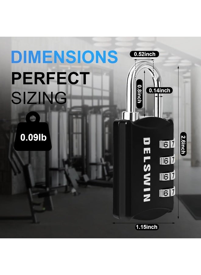 DELSWIN Combination-Padlock 4-Digit-Gym-Locker-Lock - 8 PCS Resettable Combo Lock for Toolbox School Employee Locker Weatherproof Travel Lock for Luggage Backpack Gate Shed - Image 5