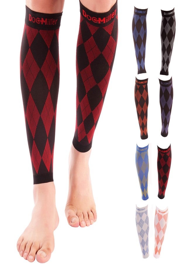 Doc Miller Calf Compression Sleeves 20-30 mmHg for Men & Women, Argyle - Image 1